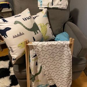 Dinosaur Print Pillow and Blanket Set